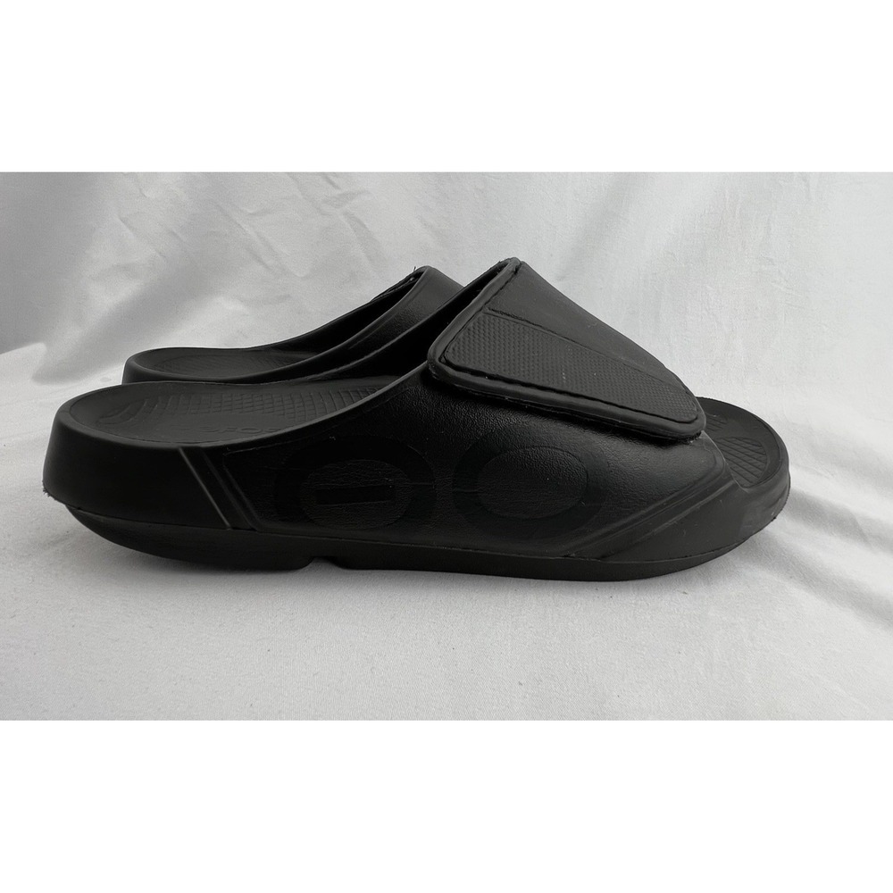 OOFOS OOahh Sport Flex Mens 11 Black Adjustable Recovery Slide Sandals EU 44